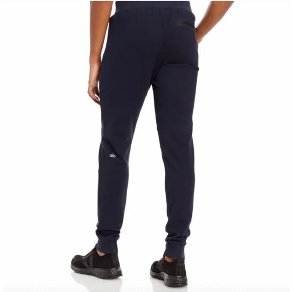 Alo Yoga Men's Impel Sweatpants L Track Waffle Texture Zip Pockets Navy - Picture 1 of 10